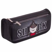 Пенал ЮНЛАНДИЯ, 2 отделения, полиэстер, «Shark», черный, 21х6х9 см, 270271