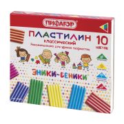 Пластилин классический ПИФАГОР «ЭНИКИ-БЕНИКИ», 10 цветов, 200 г, со стеком, картонная упаковка, 100972