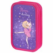 Пенал ЮНЛАНДИЯ, 2 отделения, ламинированный картон, 19х11 см, «Dancing girl», 270885