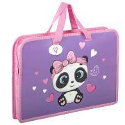 Папка на молнии с ручками ЮНЛАНДИЯ А4, 1 отделение, пластик, ширина 45 мм, «Sweet Panda», 271456