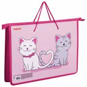 Папка на молнии с ручками ПИФАГОР А4, 1 отделение, пластик, ручки-шнурок, «Best Buds», 271469