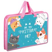 Папка на молнии с ручками ЮНЛАНДИЯ А4, 1 отделение, пластик, ширина 45 мм, «Cat gang», 272148