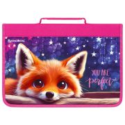 Папка на молнии BRAUBERG А4 с ручкой, с органайзером, 1 отделение, «Cute fox», 272217