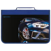Папка на молнии BRAUBERG А4 с ручкой, с органайзером, 1 отделение, «Super car», 272219