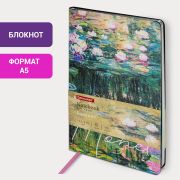 Блокнот А5 (143x210 мм), BRAUBERG VISTA «Claude Monet», под кожу, гибкий, срез фольга, 80 л., 112058