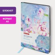 Блокнот А5 (143x210 мм), BRAUBERG VISTA «Pink flowers», под кожу, гибкий, срез фольга, 80 л., 112075