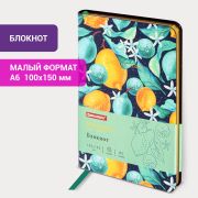 Блокнот МАЛЫЙ ФОРМАТ (100х150 мм) А6, BRAUBERG VISTA «Lemon Story», под кожу, гибкий, срез фольга, 80 л., 112096
