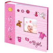 Фотоальбом BRAUBERG «It's a girl» на 200 фото 10х15 см, твердая обложка, бумажные страницы, бокс, розовый, 391145