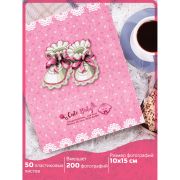 Фотоальбом BRAUBERG «Baby shoes» на 200 фото 10х15 см, твердая обложка, термосклейка, розовый, 39114, 391148