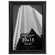 Рамка 10х15 см небьющаяся, багет 14 мм, пластик, BRAUBERG «Original», черная, 391227