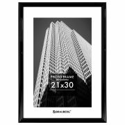 Рамка 21х30 см небьющаяся, багет 14 мм, пластик, BRAUBERG «Original», черная, 391229