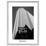Рамка 21х30 см небьющаяся, багет 12 мм, пластик, BRAUBERG «Original», серебристая, 391231