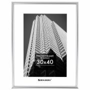 Рамка 30х40 см небьющаяся, багет 12 мм, пластик, BRAUBERG «Original», серебристая, 391232