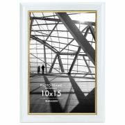 Рамка 10х15 см небьющаяся, багет 14,6 мм, пластик, BRAUBERG «Original Line», белая/золото, 391235