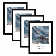 Рамка 21х30 см небьющаяся, КОМПЛЕКТ 4 шт., багет 16 мм МДФ, BRAUBERG «Basic», черная, 391259