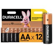 Батарейки КОМПЛЕКТ 12 шт., DURACELL Basic, AA (LR06, 15А), алкалиновые, пальчиковые, блистер