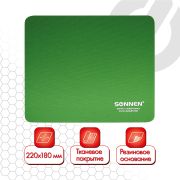 Коврик для мыши SONNEN «GREEN», резина + ткань, 220х180х3 мм, 513305