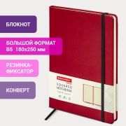 Блокнот БОЛЬШОЙ ФОРМАТ (180х250 мм) B5, BRAUBERG «Office», под кожу 80 л., клетка, красный, 113310