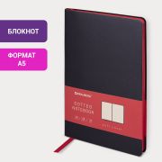 Блокнот А5 (148x218 мм), BRAUBERG «Metropolis Mix», под кожу, 80 л., в точку, черный, 113314