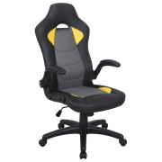 Кресло компьютерное BRABIX «Skill GM-005», откидные подлокотники, экокожа, черное/желтое, 532494