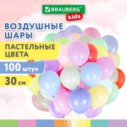 Шары воздушные 30 см, 100 штук, «МАКАРУНС», ассорти, BRAUBERG KIDS, 591879