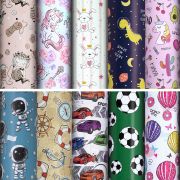Бумага упаковочная «For Kids», 70x100 см, 10 дизайнов ассорти, ЗОЛОТАЯ СКАЗКА, 591918
