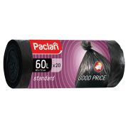 Мешки для мусора 60 л, черные, в рулоне 20 шт., ПНД, 7,4 мкм, 60х72 см, PACLAN «Standard»