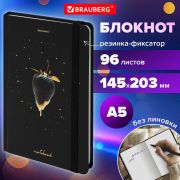 Блокнот с резинкой без линовки 96 л., А5 (145х203 мм), твердая обложка с фольгой, BRAUBERG, «Strawberry», 113735