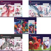 Альбом для рисования, А4, 48 листов, скоба, обложка картон, HATBER, 205х290 мм, «Акварельная палитра» (5 видов), 48А4В