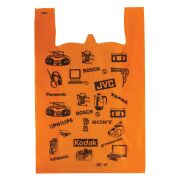 Пакеты «майка», КОМПЛЕКТ 100 шт., 42+18х65 см, ПНД, «Электрон», 18 мкм, ОРАНЖЕВЫЕ, ЮПЛАСТ, ЮМАЙ1010