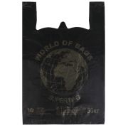 Пакеты «майка», КОМПЛЕКТ 100 шт., 43+20х65 см, ПНД, «World», 30 мкм, ЧЕРНЫЕ, ЮПЛАСТ, ЮМАЙ1071