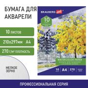 Папка для акварели А4, 10 л., 270 г/м2, мелкое зерно, BRAUBERG ART CLASSIC, «Осенняя аллея», 114397