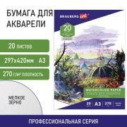 Папка для акварели БОЛЬШАЯ А3, 20 л., 270 г/м2, мелкое зерно, BRAUBERG ART CLASSIC, «Город», 114400