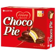 Печенье LOTTE «Choco Pie» («Чоко Пай»), прослоенное, глазированное, в картонной упаковке, 336 г (12 штук х 28 г)