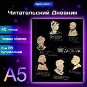 Дневник читательский А5, 40 л., твердый, матовая ламинация, цветной блок, BRAUBERG, «Силуэты», 115349