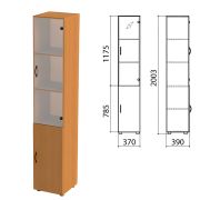 Шкаф закрытый со стеклом «Фея», 370х390х2000 мм, цвет орех милан (КОМПЛЕКТ)