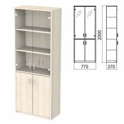 Шкаф закрытый со стеклом «Арго», 770х370х2000 мм, ясень шимо (КОМПЛЕКТ)