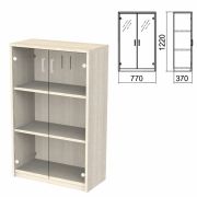 Шкаф закрытый со стеклом «Арго», 770х370х1220 мм, ясень шимо (КОМПЛЕКТ)