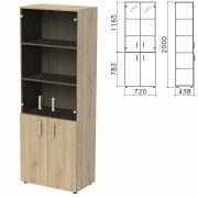 Шкаф закрытый со стеклом «Приоритет» 720х438х2000 мм, 4 полки, кронберг (КОМПЛЕКТ)