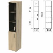 Шкаф закрытый со стеклом «Приоритет», 360х438х2000 мм, 4 полки, кронберг (КОМПЛЕКТ)