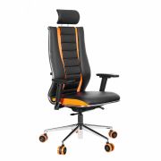 Кресло компьютерное МЕТТА «ErgoLife» 10 B2-160D, 2D-подголовник, экокожа/сетка, черное/оранжевое