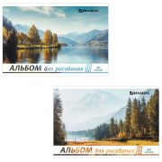 Альбом для рисования А4, 20 л., скоба, обложка картон, BRAUBERG, 200х283 мм, «Природа» (2 вида), 104871