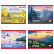 Альбом для рисования, МАЛЫЙ ФОРМАТ А5, 40 л., скоба, обложка офсет, ПИФАГОР, 200х148 мм, «Природа» (4 вида), 104873