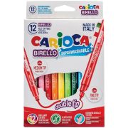 Фломастеры двусторонние Carioca «Birello», 12цв., 12шт., смываемые, картон, европодвес