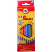 Карандаши цветные Koh-I-Noor «TrioColor», 18цв., трехгран., заточен., европодвес