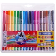Фломастеры Centropen «Colour World», 18цв., трехгранные, смываемые, блистер