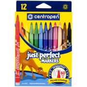 Фломастеры Centropen «Just Perfect», 12цв., трехгран., смываемые, устойч. к высыханию, картон, европодвес