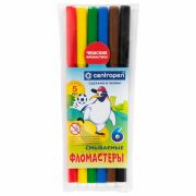 Фломастеры Centropen «Пингвины», 06цв., смываемые, картон. упак. с европодвесом/ПВХ