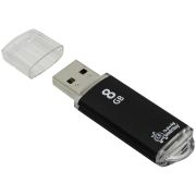 Память Smart Buy «V-Cut»  8GB, USB 2.0 Flash Drive, черный (металл. корпус )