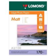 Фотобумага А3 для стр. принтеров Lomond, 170г/м2 (100л) матовая двусторонняя